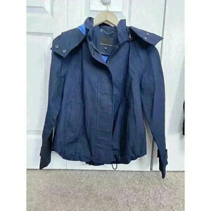Banana Republic Women's Rain Jacket with Removable Hood Navy Size Small